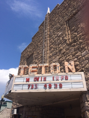Old marquee of Teton Theater
